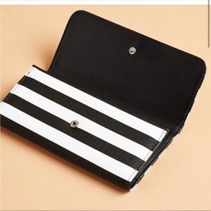 NEW Kut From The Kloth Slim Black White Stripe Long Wallet